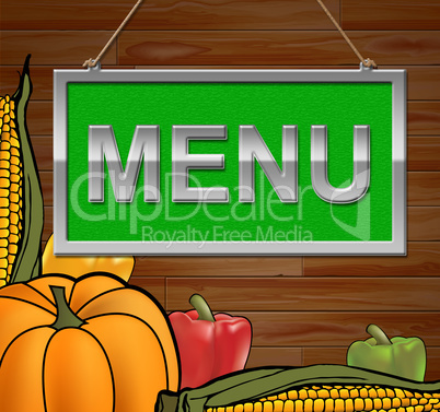 Menu Sign Indicates Restaurant Advertisement 3d Illustration
