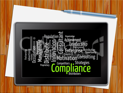Compliance Word Shows Agreement Online 3d Illustration