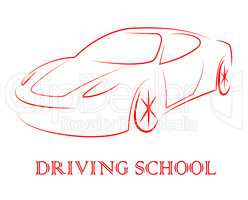 Driving School Indicates Learning To Drive A Car
