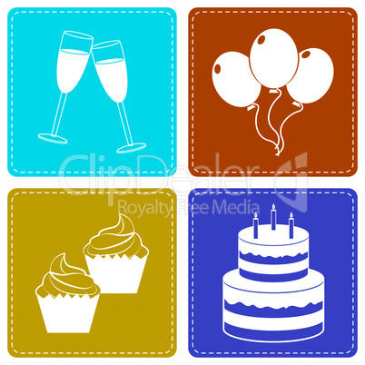 Celebrate Icons Indicate Party Joy And Fun