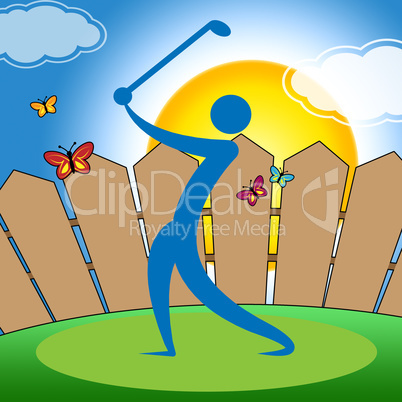 Golf Swing Indicates Fairway Golfer And Playing