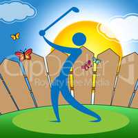 Golf Swing Indicates Fairway Golfer And Playing