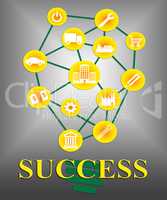 Success Icons Indicate Successful Progress And Winning