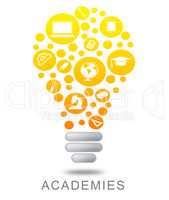 Academies Lightbulb Represents Colleges Institutes And Schools