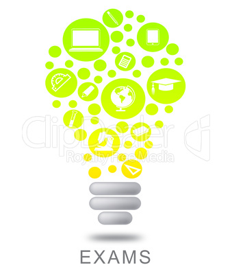 Exams Lightbulb Shows Testing Evaluation And Examinations