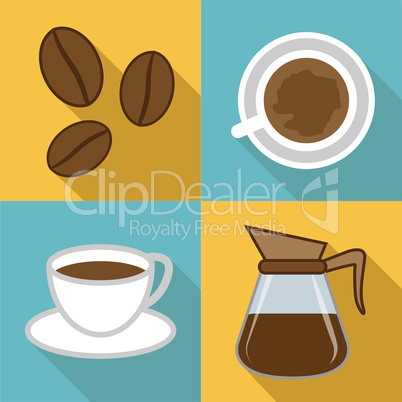Coffee Icons Represents Restaurant And Cafeteria Beverages