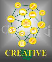 Creative Icons Means Creativity Ideas And Designs