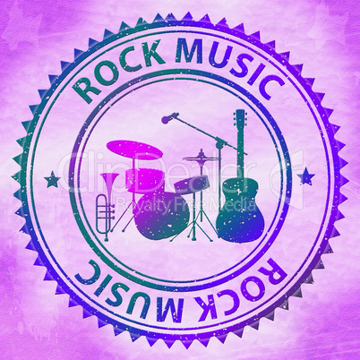 Rock Music Stamp Represents Pop Song Soundtracks