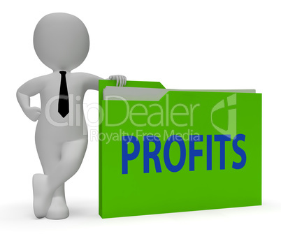 Profits Folder Means Income Growth 3d Rendering