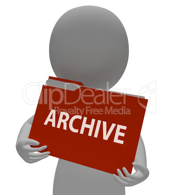 Archive Folder Shows Data Storage 3d Rendering