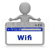 Wifi Webpage Shows Wireless Internet 3d Rendering