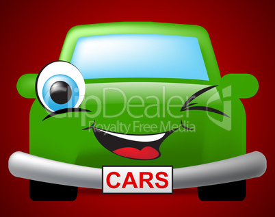 Cars Cartoon Represents Auto Transport And Vehicles