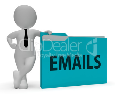 Emails Folder Represents Internet Messages 3d Rendering