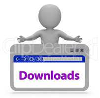 Downloads Webpage Represents Downloading Files 3d Rendering