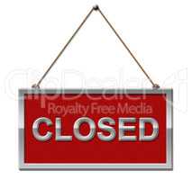 Closed Sign Shows Shut Down And Liquidated