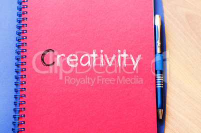 Creativity text concept on notebook