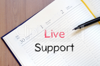 Live support text concept on notebook