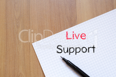 Live support text concept on notebook