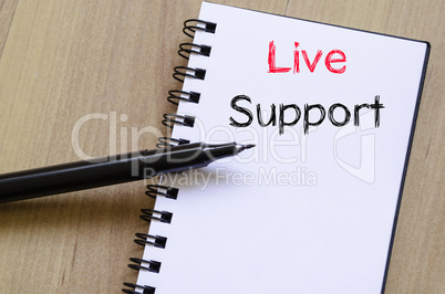 Live support text concept on notebook