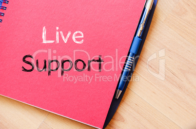 Live support text concept on notebook