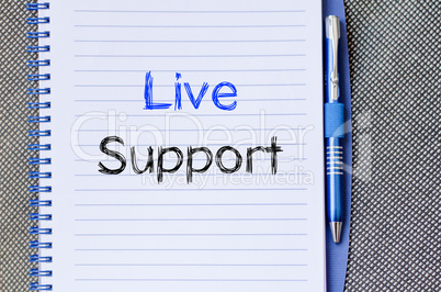 Live support text concept on notebook