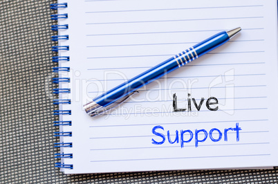 Live support text concept on notebook