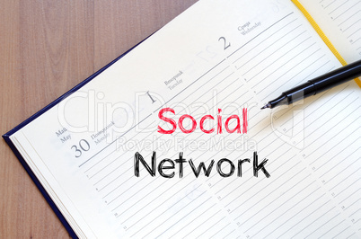 Social network text concept on notebook