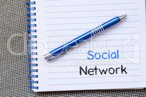 Social network text concept on notebook