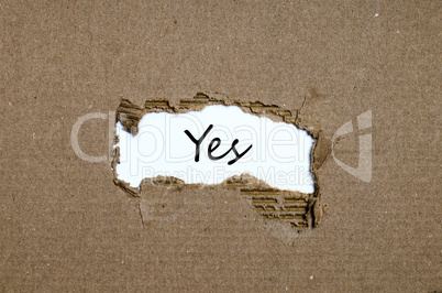 The word yes appearing behind torn paper