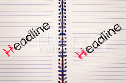 Headline text concept on notebook