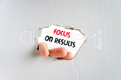 Focus on results text concept