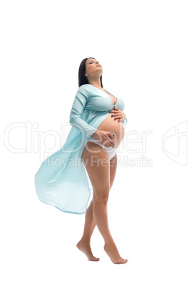 Charming pregnant woman, isolated on white