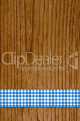 Tischdecke blau weiß auf Holz Hintergrund