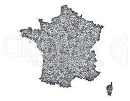 Karte von Frankreich auf Mohn