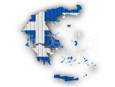 Karte und Fahne von Griechenland auf Wellblech