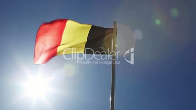 Textile flag of Belgium on a flagpole