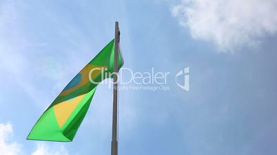 National flag of Brazil on a flagpole