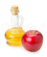 bottle of apple vinegar and apple