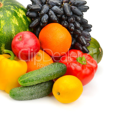 fruits and vegetables isolated on white background