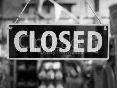 Closed sign on a shop window