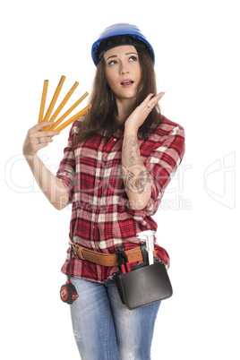 Weiblicher Handwerker mit Zollstock