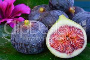 Blue figs close up, cross section