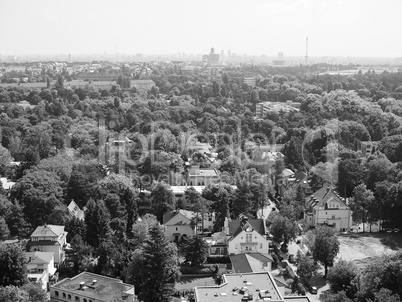 Aerial view of Berlin in black and white