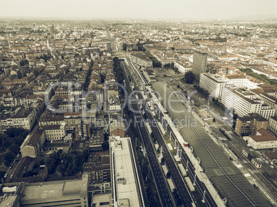 Aerial view of Turin vintage desaturated