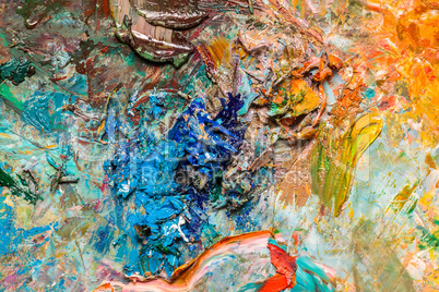 Artist's palette with oil paints