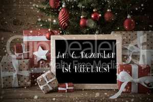 Nostalgic Christmas Tree, Snowflakes, Nikolaus Means Nicholas Day