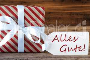 Present With Label, Alles Gute Means Best Wishes