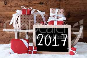 Sleigh With Gifts On Snow, Text 2017