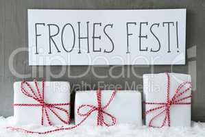 White Gift On Snow, Frohes Fest Means Merry Christmas