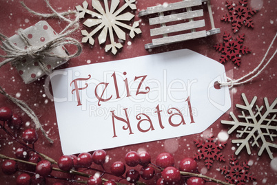 Nostalgic Decoration, Label With Feliz Natal Means Merry Christmas